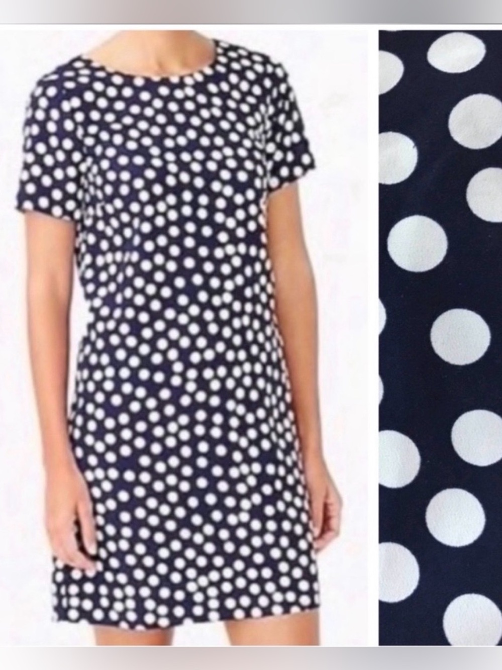 J Crew NWT 0 navy white polka dot shift dress